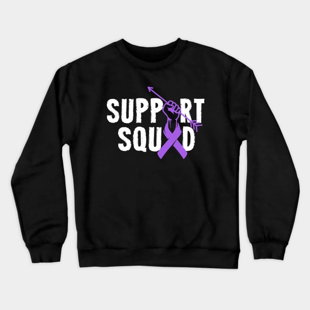 Support Squad Pancreatic Cancer Awareness purple Ribbon Crewneck Sweatshirt by ArtedPool